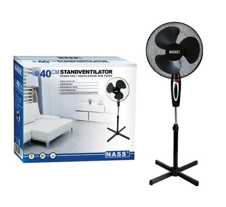 Standventilator 3 Stufen in Schwarz - durchm. 40cm