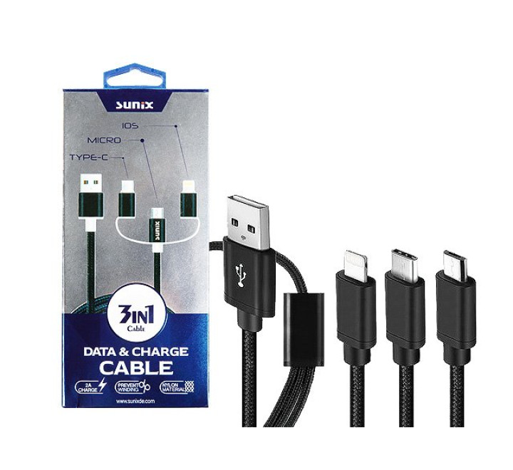SUNIX- SC-18- 3-in1 -Kabel- highspeed 2 Ampere- 1m