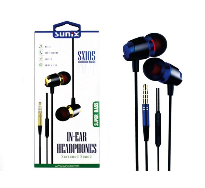 SUNIX- SX105 -Super Bass - BLAU-Kopfhörer - 3,5mm
