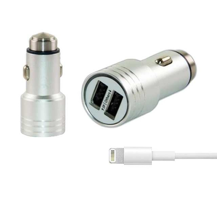 SUNIX- S-308-A -  Dual USB CAR Charger inkl. Apple- IOS Kabel - 2,4 A