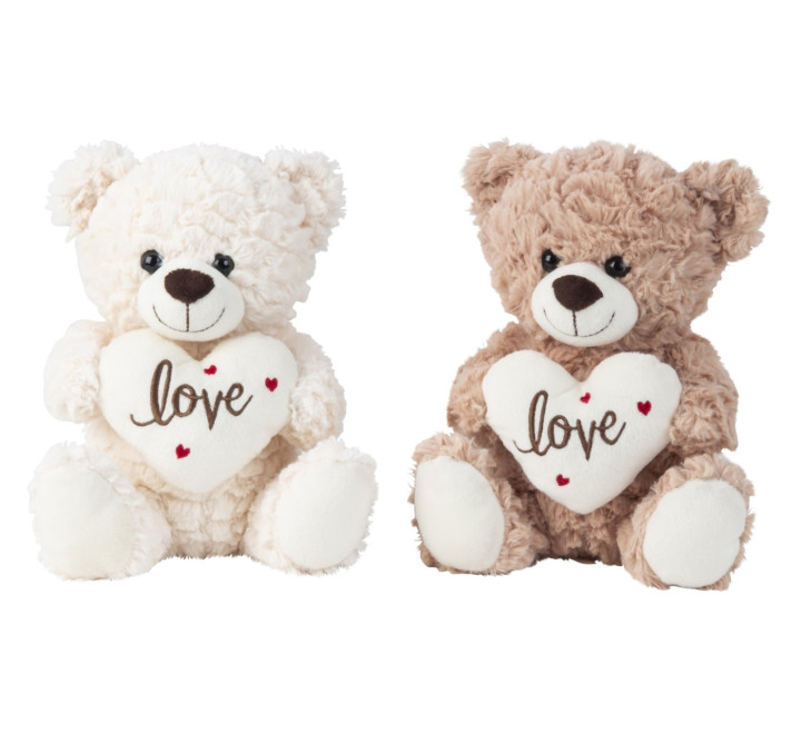 Plüsch-Bär "Balu u. Mira" mit Herz in beige und braun - 25 cm