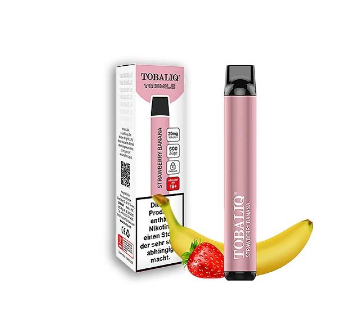 TobaliQ E-Shisha TQ-Smile "Strawberry Banana" - 600 Züge - "20 mg Nikotin"