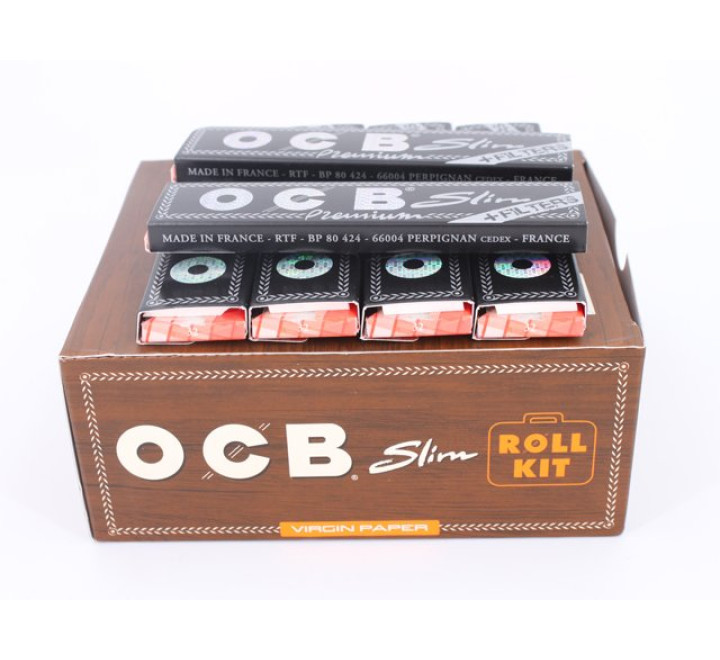 OCB Unbleached Slim Virgin Paper Roll Kit