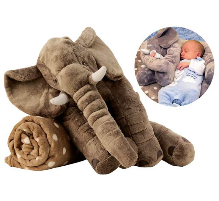 Plüsch-Kuschelkissen "Flocke der Elefant" m. Decke - 45cm - 1215