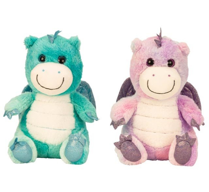 Plüsch-Dino "Kiki" sitzend - 28 cm - türkis und lila