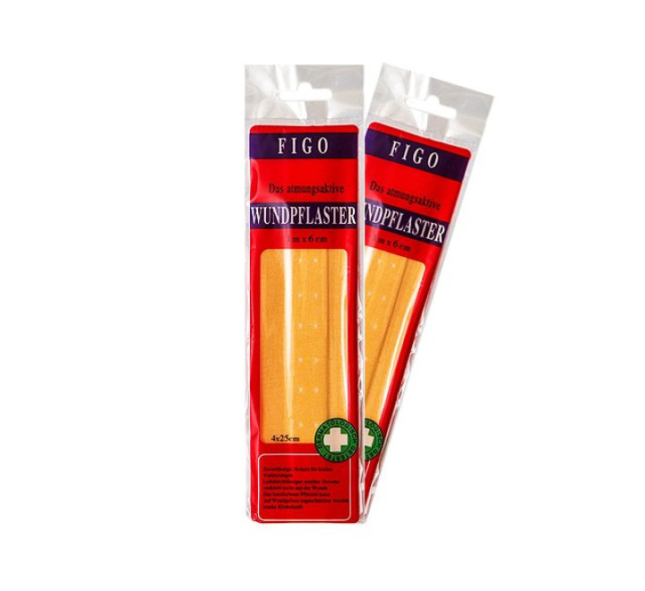 FIGO Wund-Pflaster Rot Atmungsaktiv  4 x 25 cm - 6 cm breit