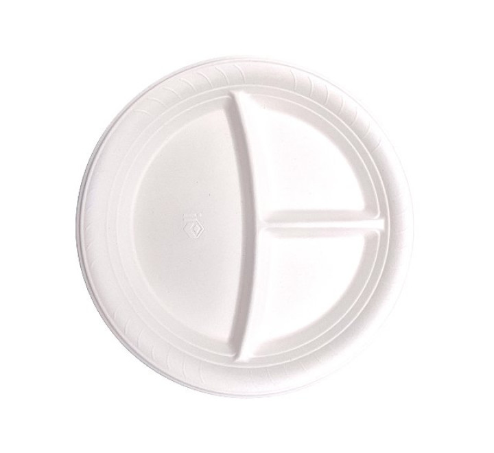Menüteller-Bagasse - 3-Geteilt - 22,5cm