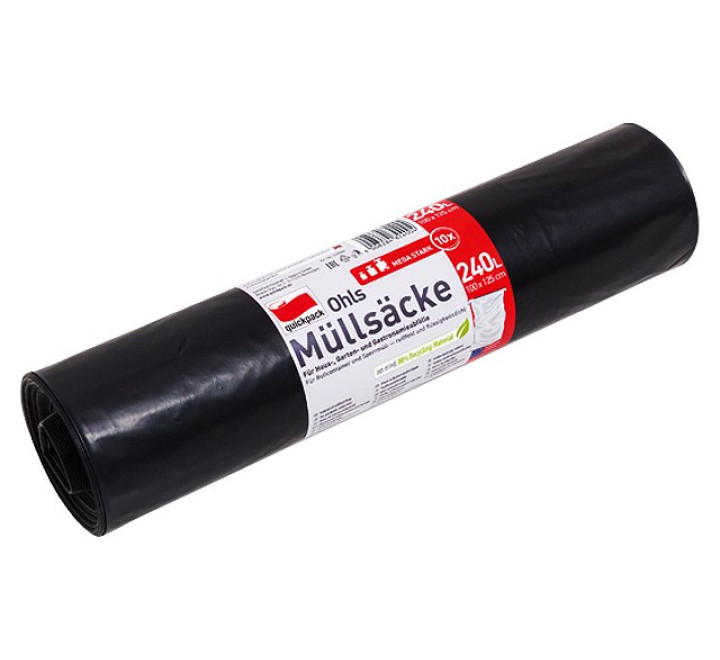 Müllsack - 240 Liter, 5 Stück - 100 x 125cm "extra stark" schwarz
