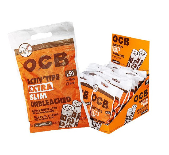 OCB "Active Tips" Unbleached Virgin - Durchm. 6 mm - 50er Tüte