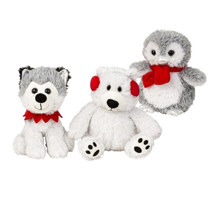 Plüsch-Wintertiere "Husky, Eisbär, Pinguin" - 20-22 cm