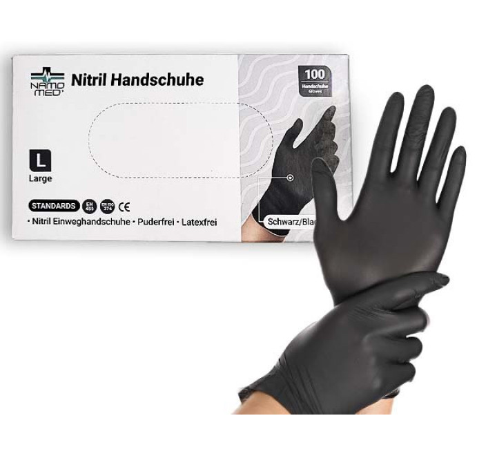 Nitril-Einweghandschuhe - Schwarz - Gr. L - 100 Stk.