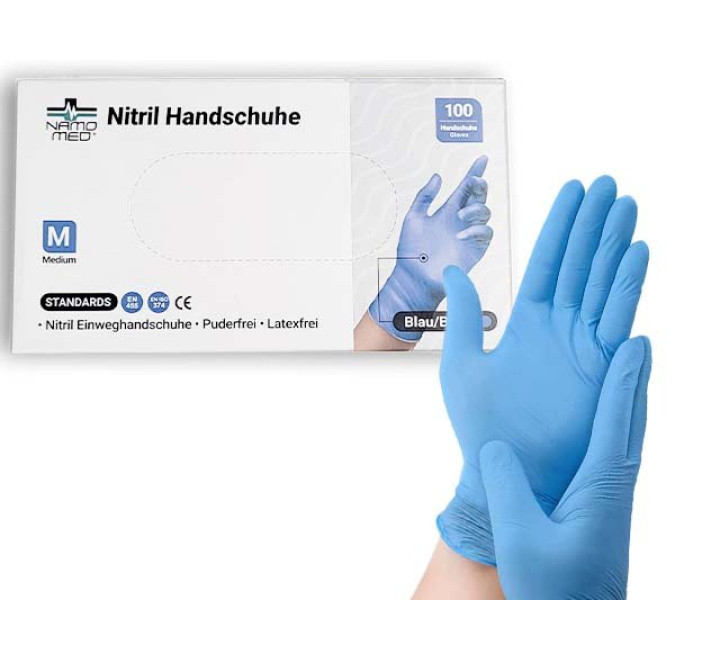 Nitril-Einweghandschuhe - Blau - Gr. M - 100 Stk.