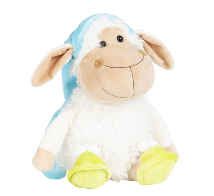 Plüsch-Schaf "Hufi" mit langer blauen Schlafmütze - 23 cm
