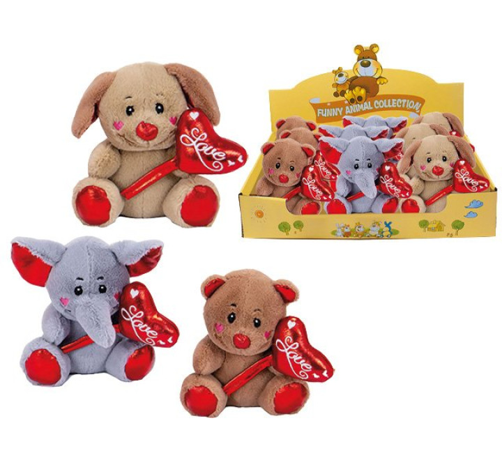 Plüsch-Tiere Herzballon Display 14cm