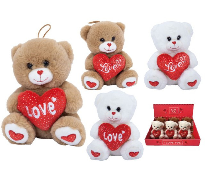 Plüsch-Bär mit Herz im Display 15cm