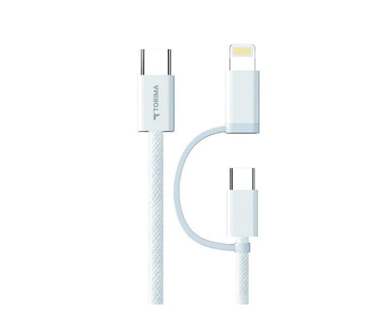 Torima U16-WEIß 2-in-1, Type-C To Type-C UND LIGHTNING 1m