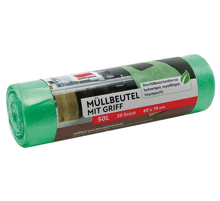 Müllbeutel 35 ltr. 25 Stck. mit Griff  54x63 cm grün