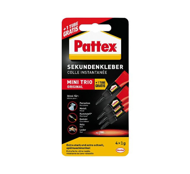 Sekundenkleber 4x1g Pattex Mini Trio Original 4er