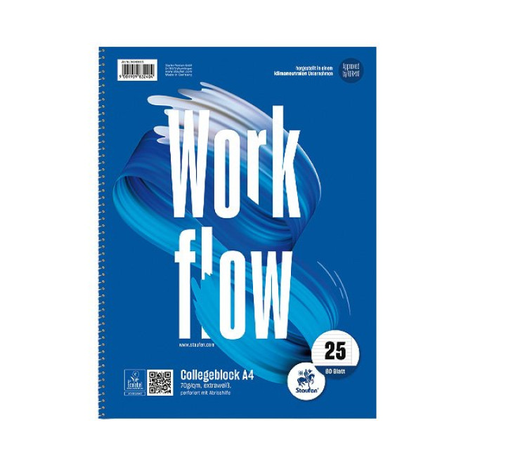 Style Collegeblock Lin25 A4 80 Blatt 70g/qm 9mm liniert mit Rand 4-Loch Staufen