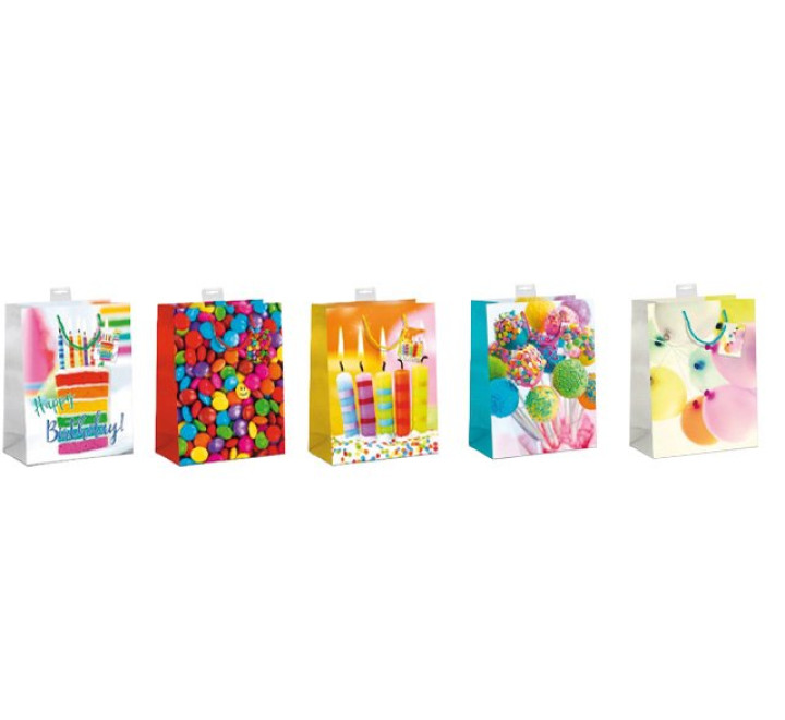 Geschenktüte mittel 5 Motive á 2 Geschenktaschen Serie "Farbenfroh"