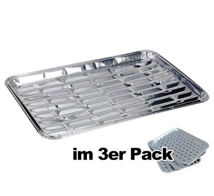 Alu-Grillschalen BBQ - 43 x 22,5 x 3cm - 3er Pack