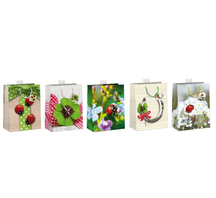 Geschenktüte mittel 5 Motive á 2 Geschenktaschen Serie "Glück"