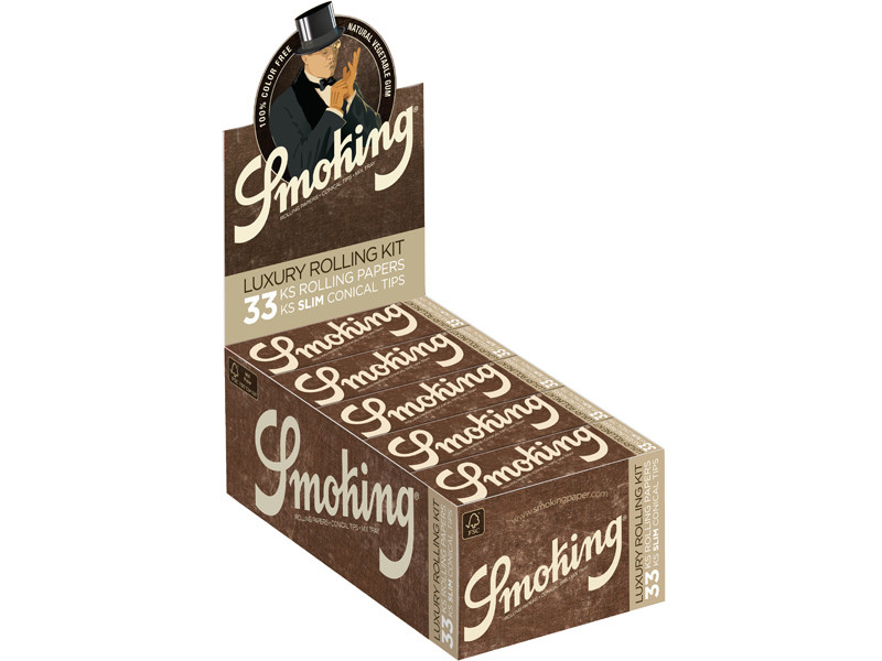 Smoking Brown-  Luxury Rolling Kit 33 Blättchen + 33 Conical Tips