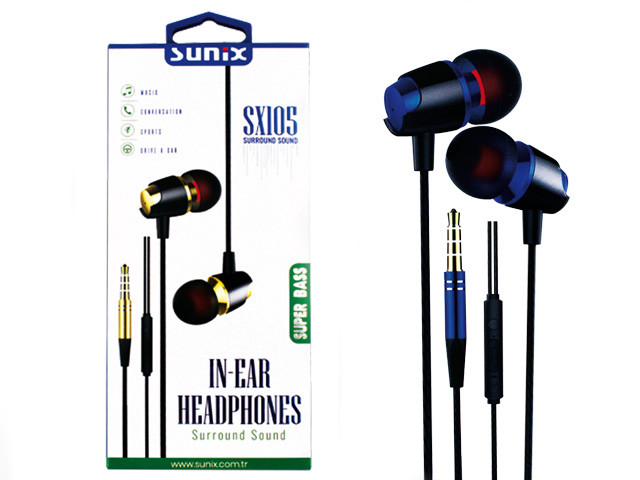 SUNIX- SX105 -Super Bass - Headphones "Blau" - 3,5mm
