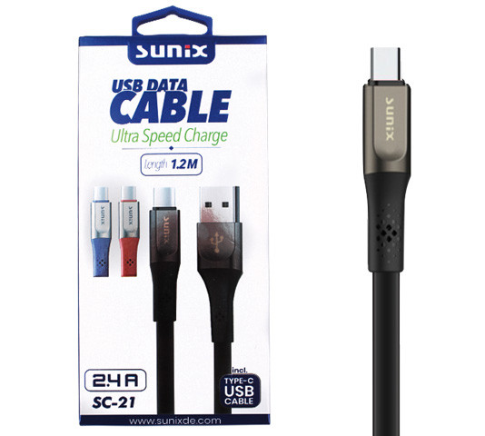 SUNIX- SC-21 USB Datenkabel "Type C" - 1,2m - 2,4 A