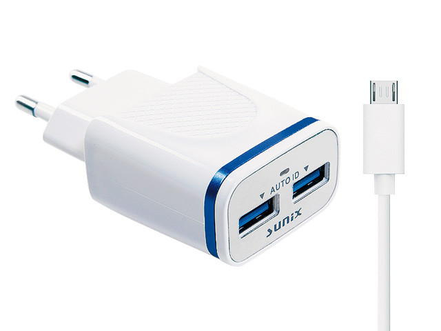 SUNIX- S-209 - DUAL HOME 2Port USB - inkl. Micro USB - 2.1A