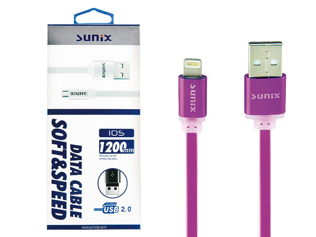 SUNIX- SC-03 - IOS-Apple-5-Farb.Sortiert - SilikonKabel - 1,2m