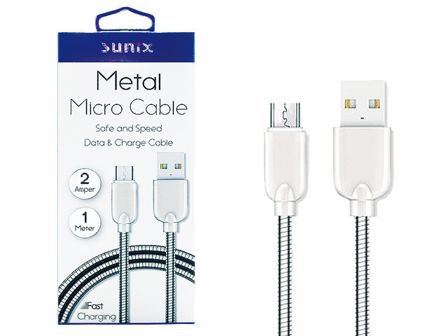 SUNIX- SC-12- Micro USB-Metall-Kabel- highspeed 2 Ampere- 1m