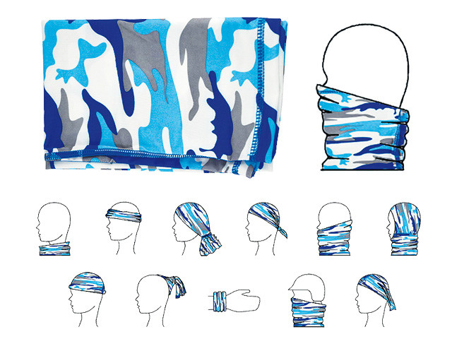 Schlauch-Maske Multifunktional "Camouflage hellblau"