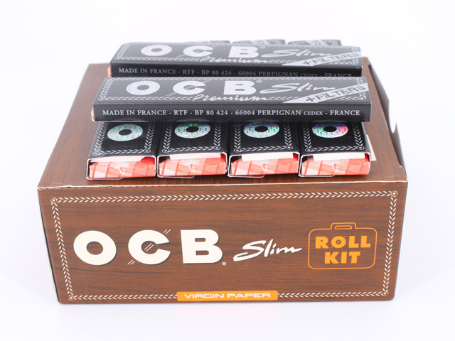 OCB Unbleached Slim Virgin Paper Roll Kit