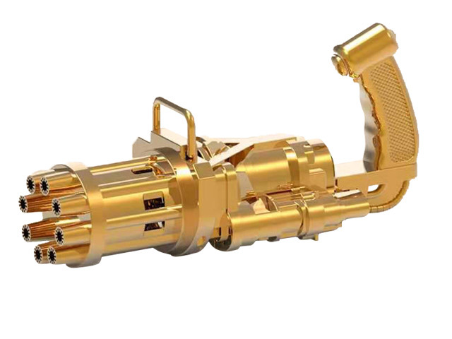 Gatling Seifenblasen-Pistole gold - 19cm  Batteriebetrieben