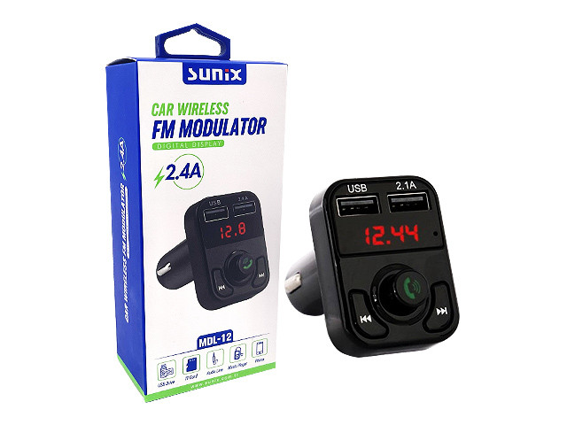 SUNIX- MDL-12 "CAR Bluetooth FM Modulator" - 2.4A