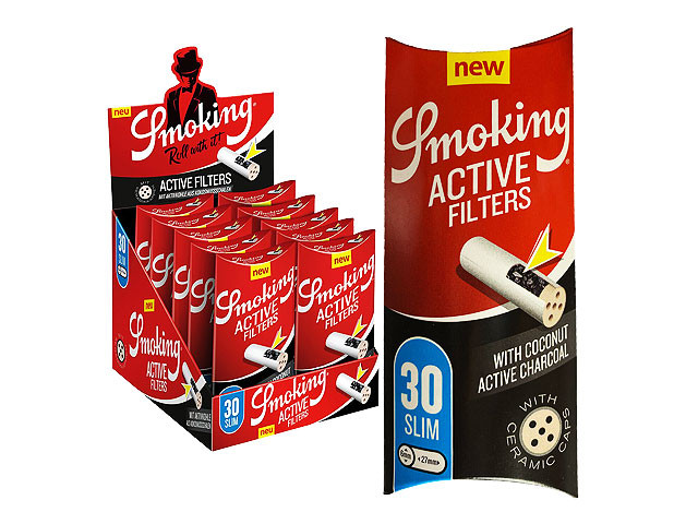 Smoking Active Filters - Slim 6mm - Aktivkohlefilter - á Packung 30 Stck