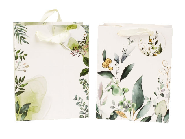 Geschenktüte "Muster Grünpflanzen" - Gr. S - 23 x 18 x 10 cm