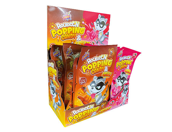 Rockooon Lolly & Popping Candy Display - Cola u. Erdbeere - 14 g