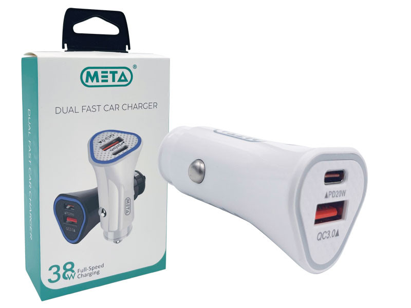 Meta - S-322 - Typ C + USB - FAST Car Charger - 38W - PKW