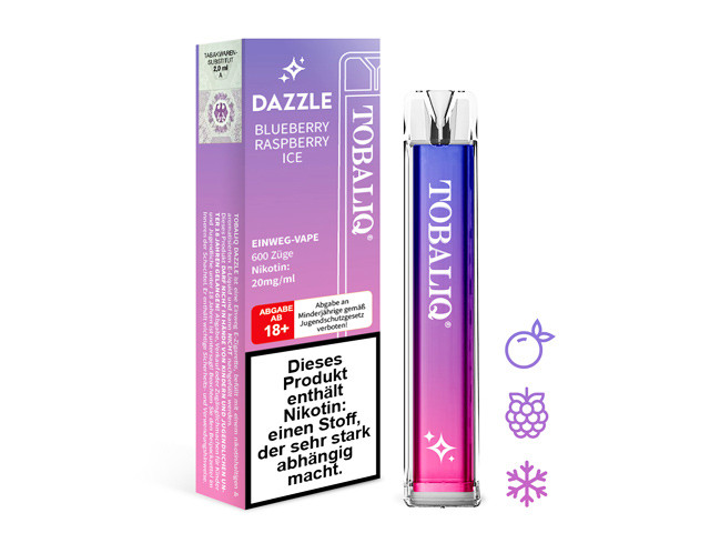 TobaliQ E-Shisha "DAZZLE" - Blueberry Rapsberry Ice - 600 Züge - 20 mg Nikotin