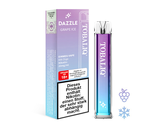 TobaliQ E-Shisha "DAZZLE" - Grape Ice - 600 Züge - 20 mg Nikotin
