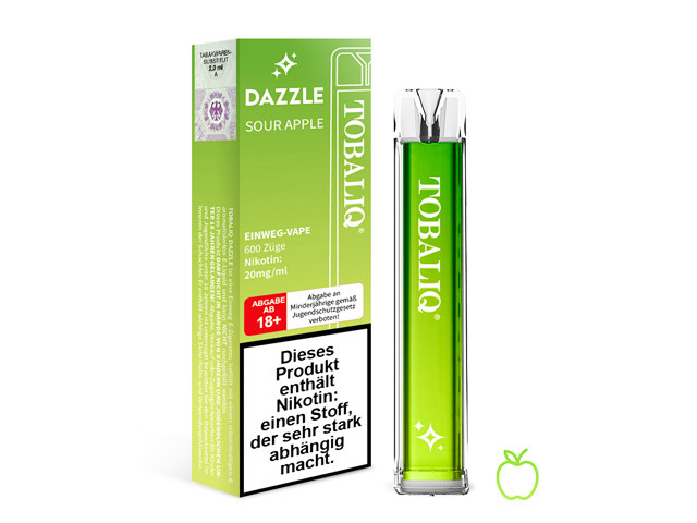TobaliQ E-Shisha "DAZZLE" - Sour Apple - 600 Züge - 20 mg Nikotin