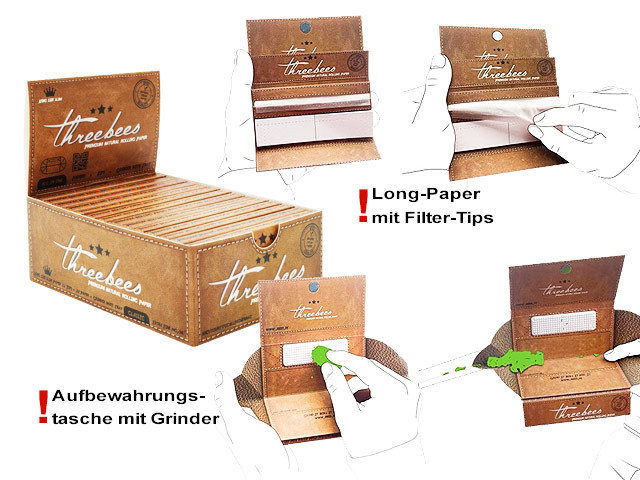 threebees - 3in1 Premium Natural Rolling Paper