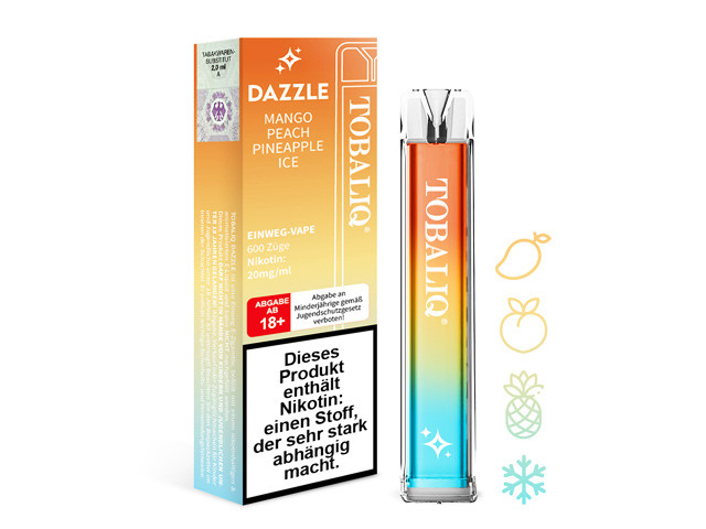 TobaliQ E-Shisha "DAZZLE" - Mango Peach Pineapple Ice - 600 Züge - 20 mg Nikotin
