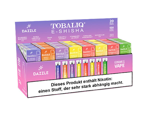 TobaliQ E-Shisha "DAZZLE" - 24er Mix Display - 600 Züge - 20 mg