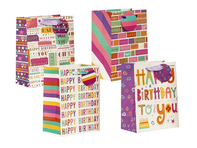 Geschenktüte "Happy Birthday No. 3" - Gr. M - 23 x 18 x 10 cm