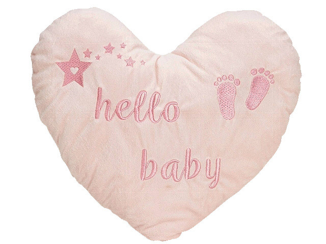 Plüsch-Herz "Hello baby" - rosa - 30 cm