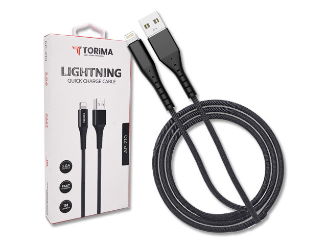 TORIMA- Lightning - IOS-APPLE -Metall-Kabel- Highspeed 3.0 Ampere - 1m