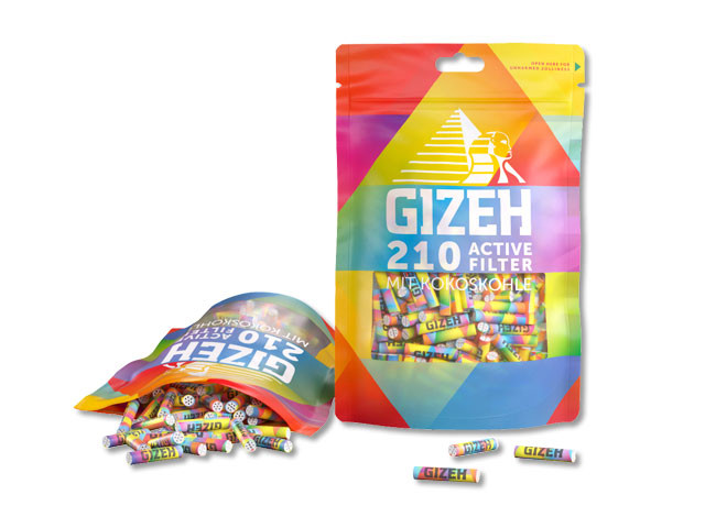 Gizeh Rainbow Active Filter - m. Kokoskohle - 6 mm - 210er Tüte